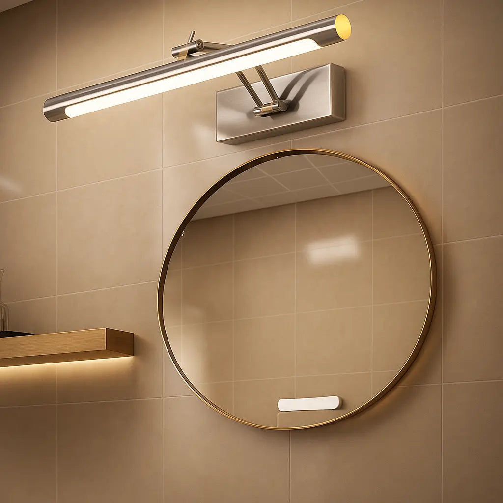 Luminaire mural LED moderne en aluminium, applique élégante et étanche pour salle de bain.