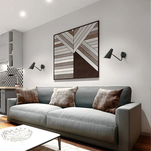 Luminaire mural industriel LED noir élégant, design réglable et métallique, style contemporain.