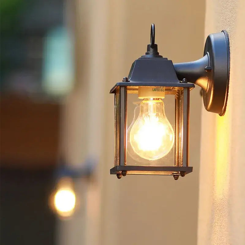 Glowing LUMINAIRE MAISON Applique murale extérieur noir en aluminium avec verre transparent E27.